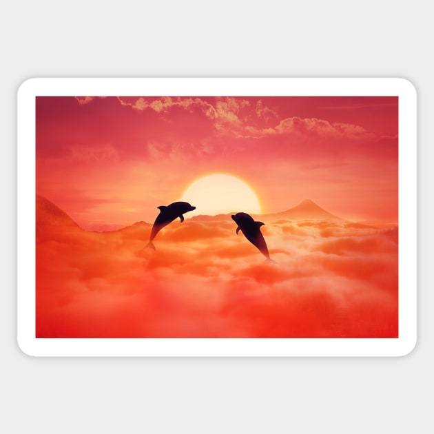 flying dolphins Sticker by psychoshadow